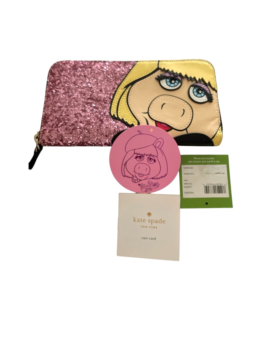 KATE SPADE X DISNEY MUPPETS MISS PIGGY GLITTER LACEY WALLET
